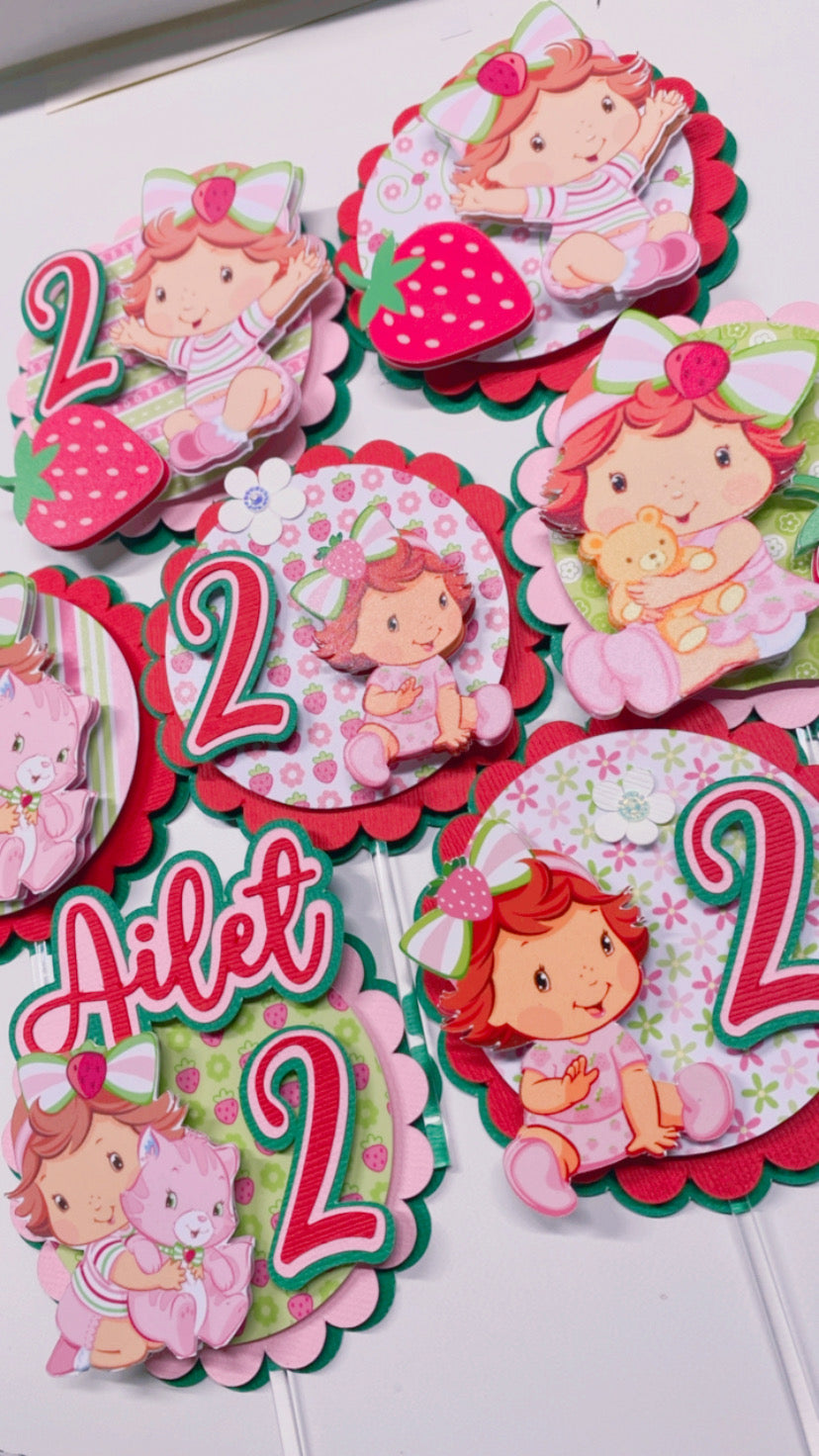 Baby Strawberry Shortcake cupcake toppers